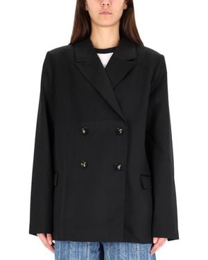 Ganni Notched Lapel Blazer - Black