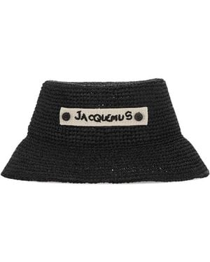 Jacquemus Logo Textured Bucket Hat - Black