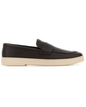 Prada Dark Leather Loafers - White