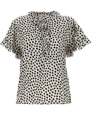 Chloé Printed Shirt Collar Top - Black