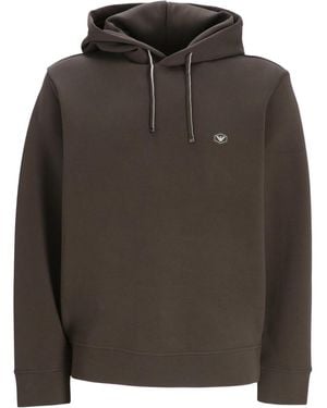 Emporio Armani Logo Hoodie - Brown