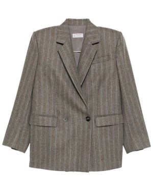 Alberto Biani Notched Lapels Breasted Blazer - Grey