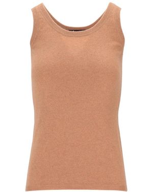 LA ROSE Solid Round Neck Top - Brown