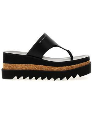 Stella McCartney Wedge Cork Thong Sandals - Black