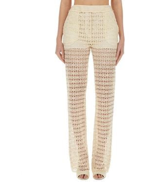 Alysi Loose Flat Front Trousers - Natural