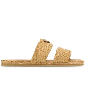 Prada Logo Sandals - Metallic