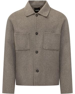BOSS Textured Regular Jacket - Gray