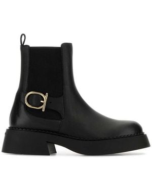 Ferragamo Solid Slip On Boots - Black