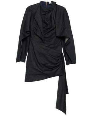 Zimmermann Textured Mock Collar Mini Dress - Black