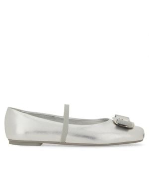 Ferragamo Leather Ballet Flats - White