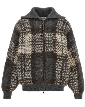 Brunello Cucinelli Plaid Shirt Collar Jacket - Gray