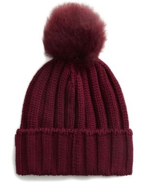 Woolrich Ribbed Pom-Pom Beanie Hat - Red