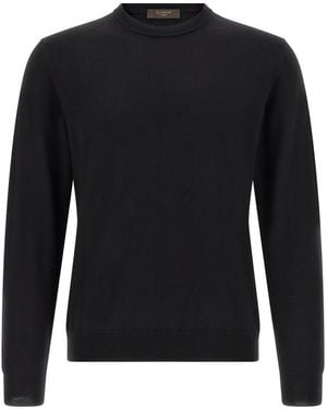 Zanone Solid Crew Neck Sweater - Black