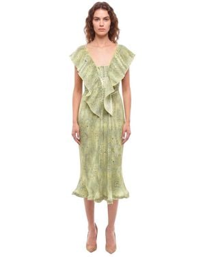 Stella McCartney Printed V Neck Midi Dress - Green