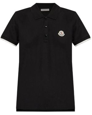 Moncler Logo Patch Cotton Pique Polo Shirt Clothing - Black