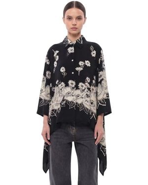 P.A.R.O.S.H. Loose Floral Shirt - Black