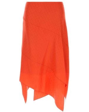 Fendi Coral Silk Skirt - Orange