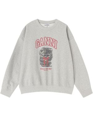 Ganni Graphic Crew Neck Sweatshirt - White
