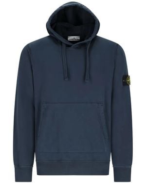 Stone Island Logo Patch Hoodie - Blue