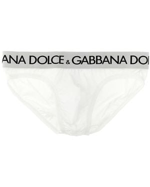 Dolce & Gabbana Midi Stretch Cotton Brief - White