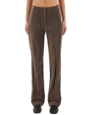 Alysi Slim Flat Front Pants - Brown
