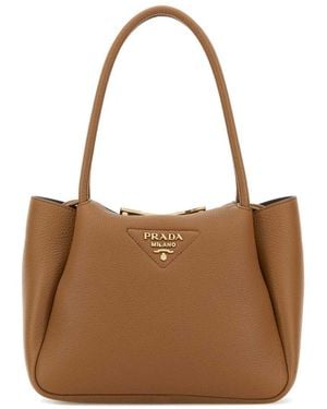 Prada Caramel Logo Small Satchel - Brown