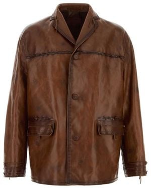 Prada Notched Lapel Jacket - Brown