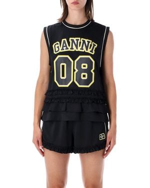 Ganni Graphic Crew Neck Top - Black