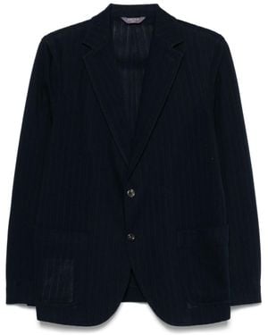 Circolo 1901 Dark Cotton Single-Breasted Blazer - Blue