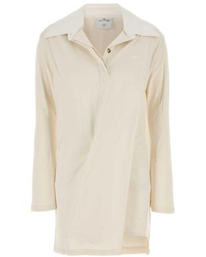 Courreges Ivory Cotton Blend Polo Dress - White