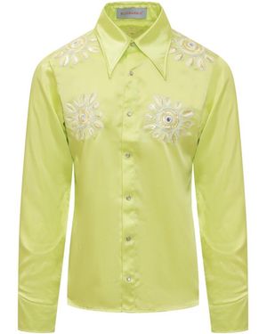 Bluemarble Lime Regular Embroidered Shirt - Yellow