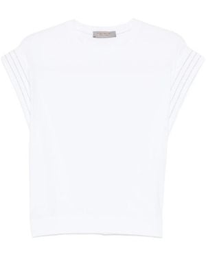 D.exterior Crew Neck Stretch Cotton T-Shirt - White