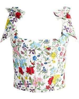 Alice + Olivia Clara Bow-Strap Top - White