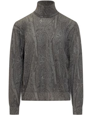 Etro Paisley Regular Sweaters - Gray
