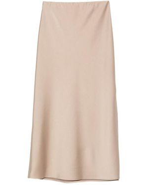 D.exterior Satin Midi Skirt - Natural