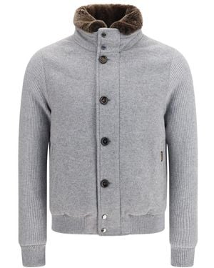 Moorer Mock Collar Jacket - Gray