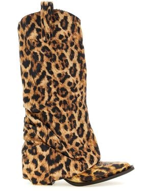 R13 Leopard Print High Boots - Brown