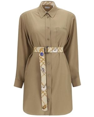 Burberry Shirt Collar Mini Dress - Natural
