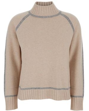 Max Mara Knitted Turtle Neck Sweater - Natural