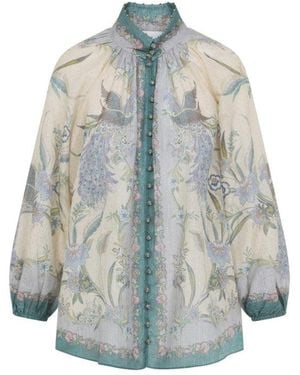Zimmermann Mandarin Collar Top - Blue