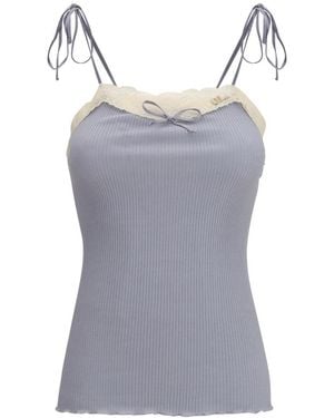 Chloé Solid Scoop Neck Top - Gray