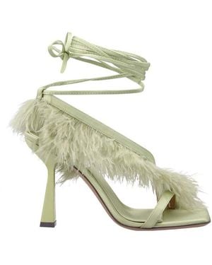 Sebastian Milano Feather Wrap Satin Sandals - Metallic