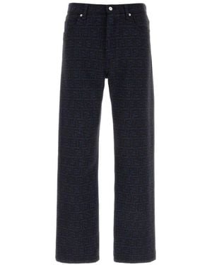 Fendi Embroidered Cotton Blend Pant - Blue