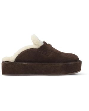 Miu Miu Moro Suede Mules - Brown