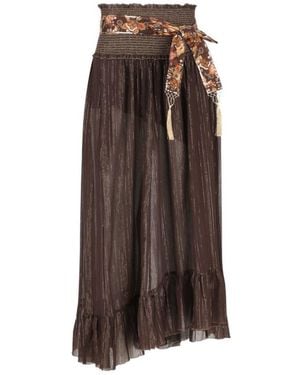Zimmermann Aster Cotton And Silk Midi Skirt - Brown