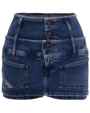 DIESEL Solid Mini Skirt - Blue