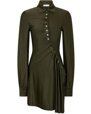 Rabanne Asymmetric Jersey Mini-Shirtdress - Green