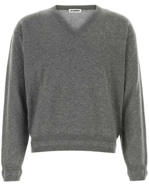 Jil Sander V Neck Sweater - Gray