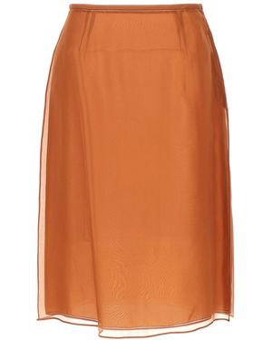 Prada Silk Midi Skirt - Orange
