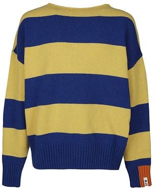 RIGHT FOR Wool Striped Crewneck Jumper - Blue